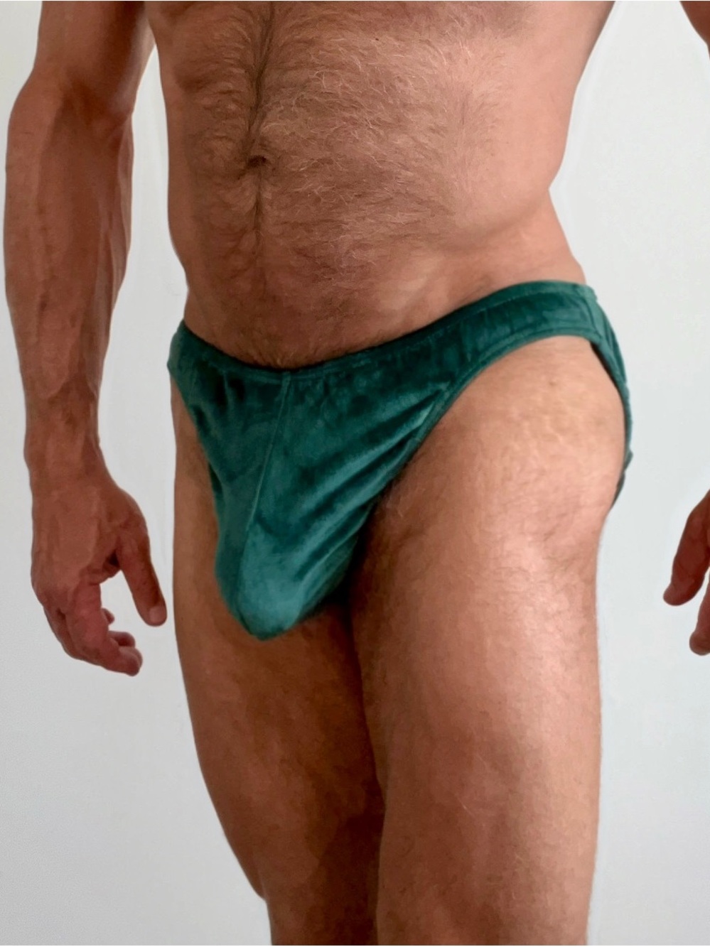 2xist Men's Velvet Briefs in Emerald Green - Low-Rise Contour, Sliq, Medium